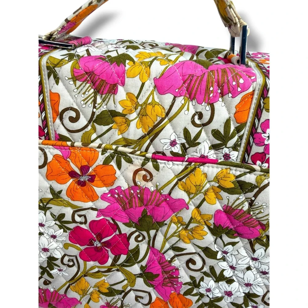 Vera Bradley Tea Garden Quilted Floral Laptop Messenger Bag Boho Retro Crossbody